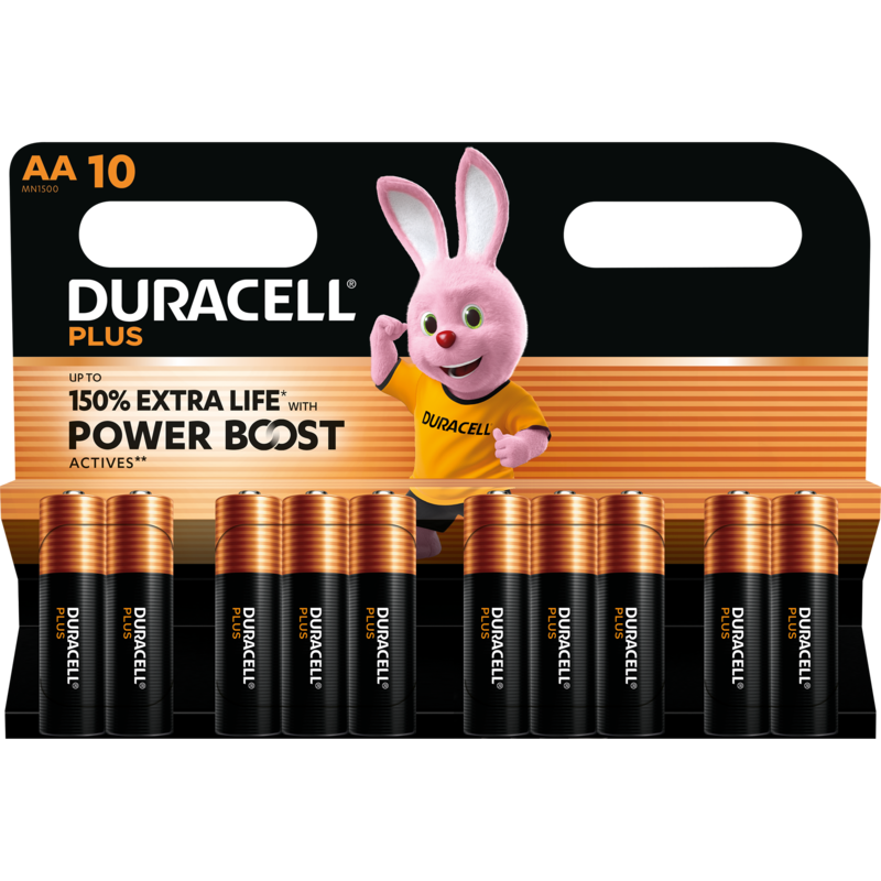Duracell Plus Alkaline Batterie, Mignon AA LR06 1,5V, Extra Life, 10 Stück, AA