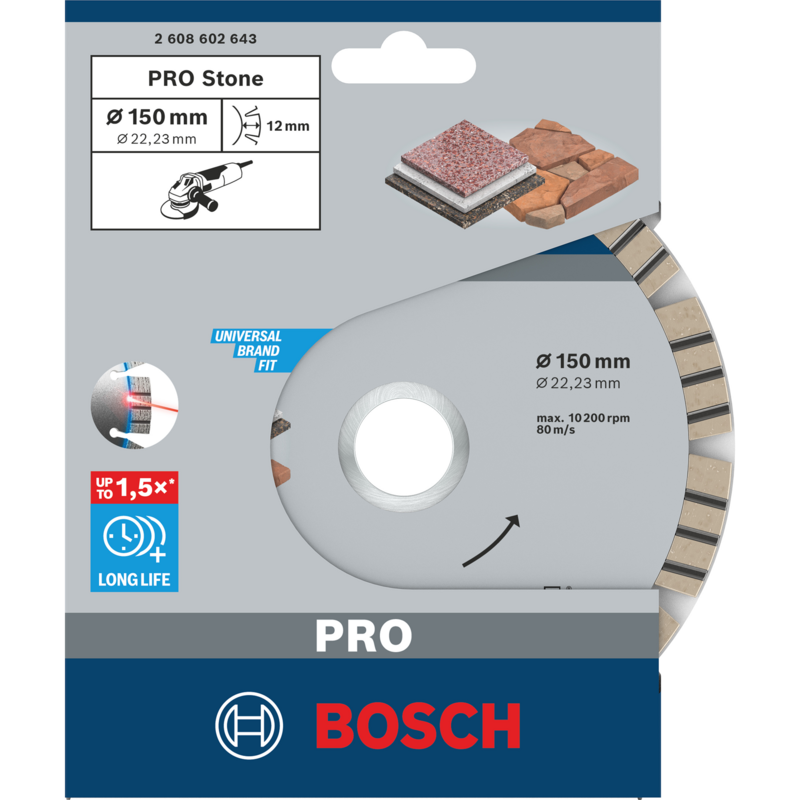 Bosch Professional PRO Stone Diamanttrennscheibe, Ø 150mm Trennscheibe, Bohrung