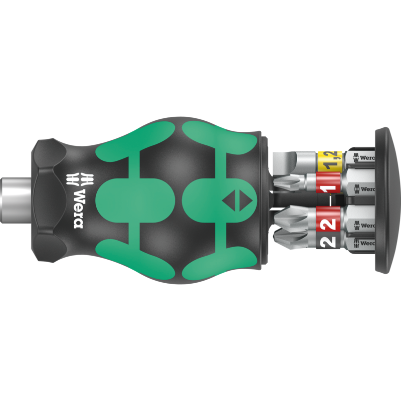 Wera Kraftform Kompakt Stubby Magazin 2 Bit-Satz, schwarz/grün, 7-teilig