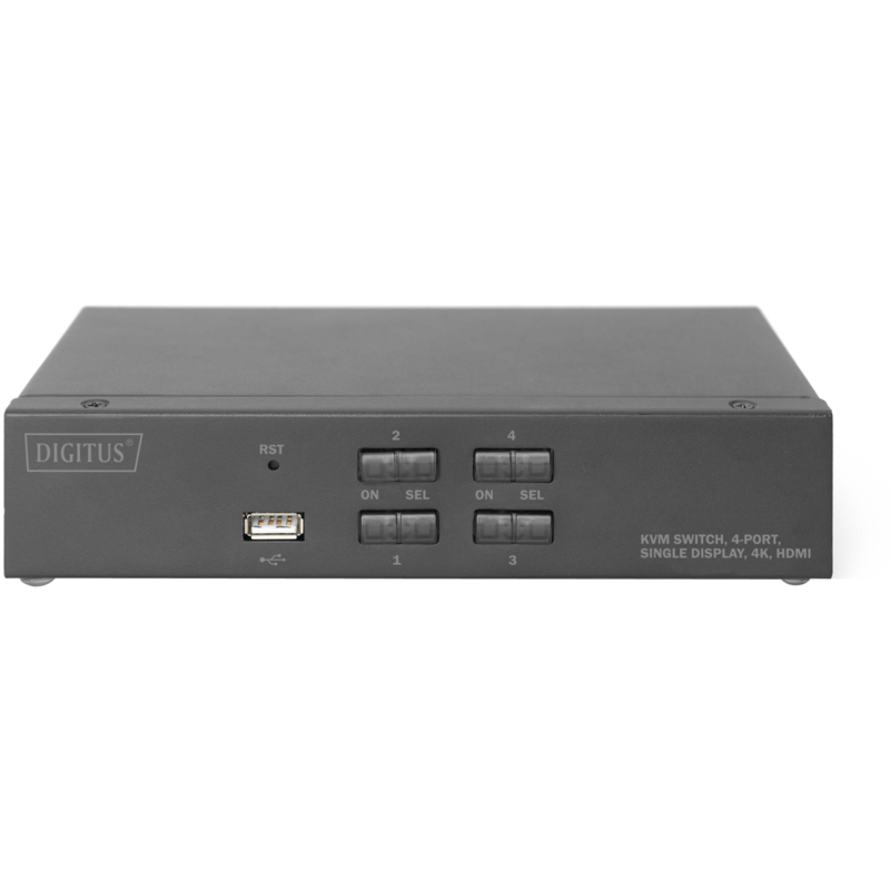 Digitus Desktop HDMI KVM Switch 4-Port KVM-Switch, schwarz