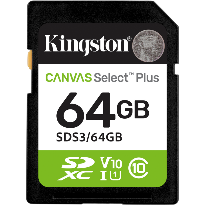 Kingston Canvas Select Plus 64 GB SDXC Speicherkarte, UHS-I U1, Class 10, V10