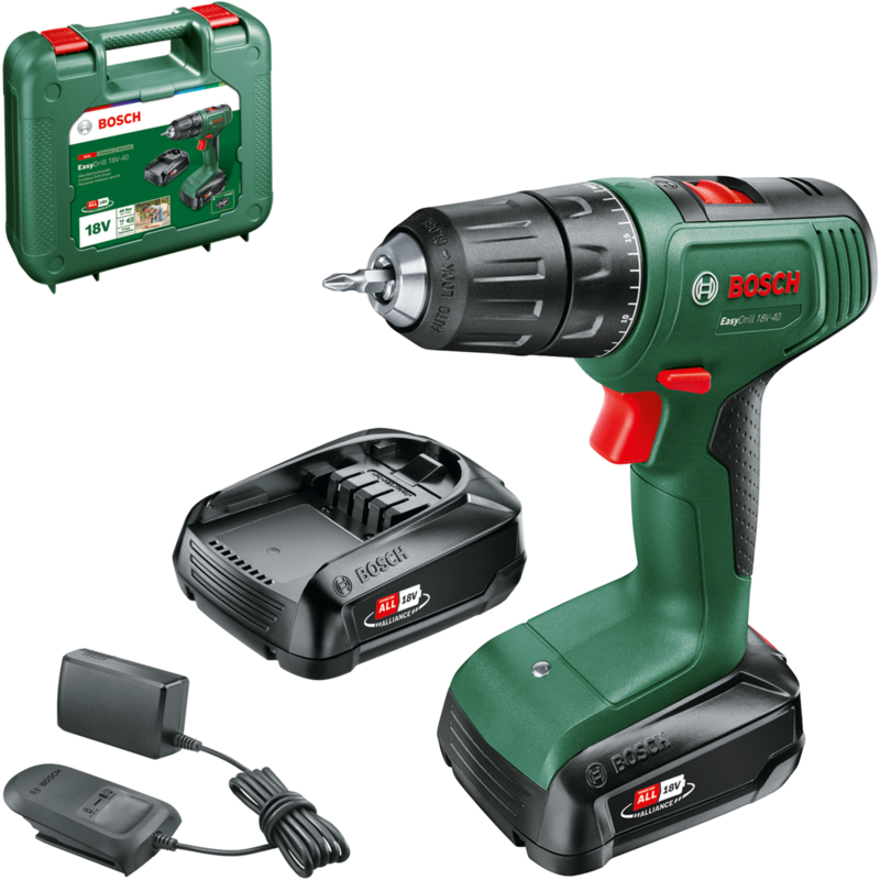 Bosch Heimwerken & Garten Akku-Bohrschrauber EasyDrill 18V-40, grün/schwarz, 2x