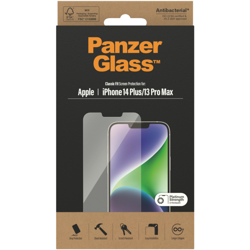 PanzerGlass Classic Fit Bildschirmschutz Schutzfolie, transparent, iPhone 14