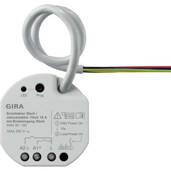Gira Schalt- und Jalousieaktor zwei fach sechzehn Ampere Unterputz KNX Secure