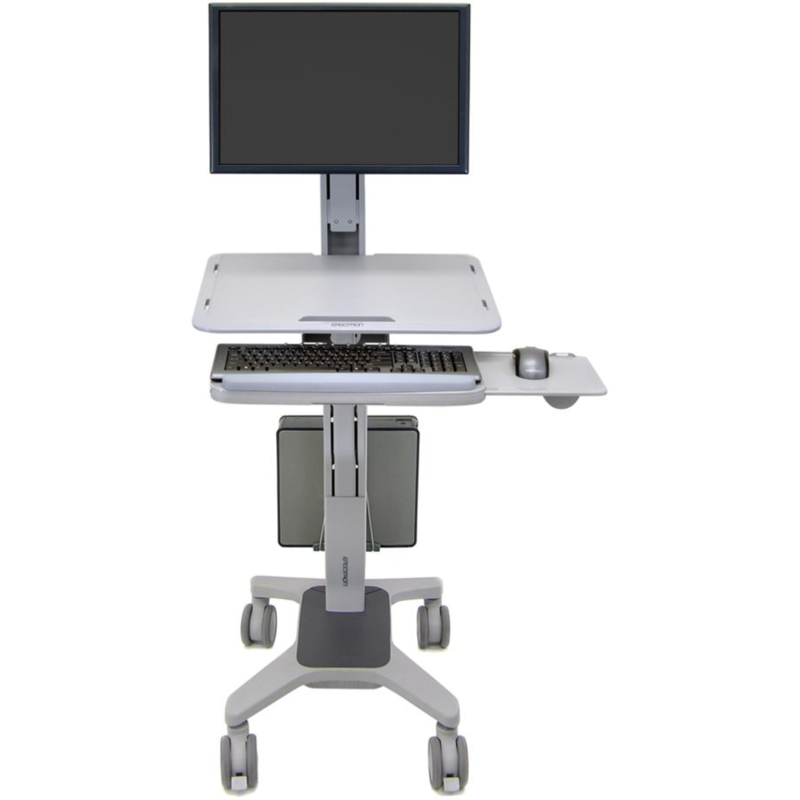Ergotron WorkFit-C Single LD, mobiler Steh-Sitz Arbeitsplatz Arbeitstisch, grau