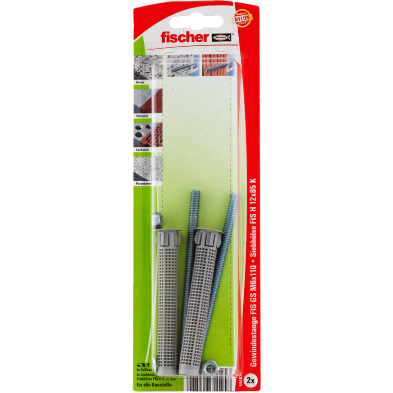 fischer Injektions-Zubehör Set M6 K Dübel, hellgrau, 2 Stück