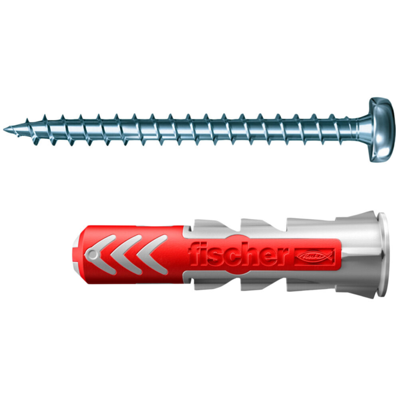 fischer Dübel DUOPOWER 6x30 S PH TX, hellgrau/rot, 200 Stück, mit Schraube