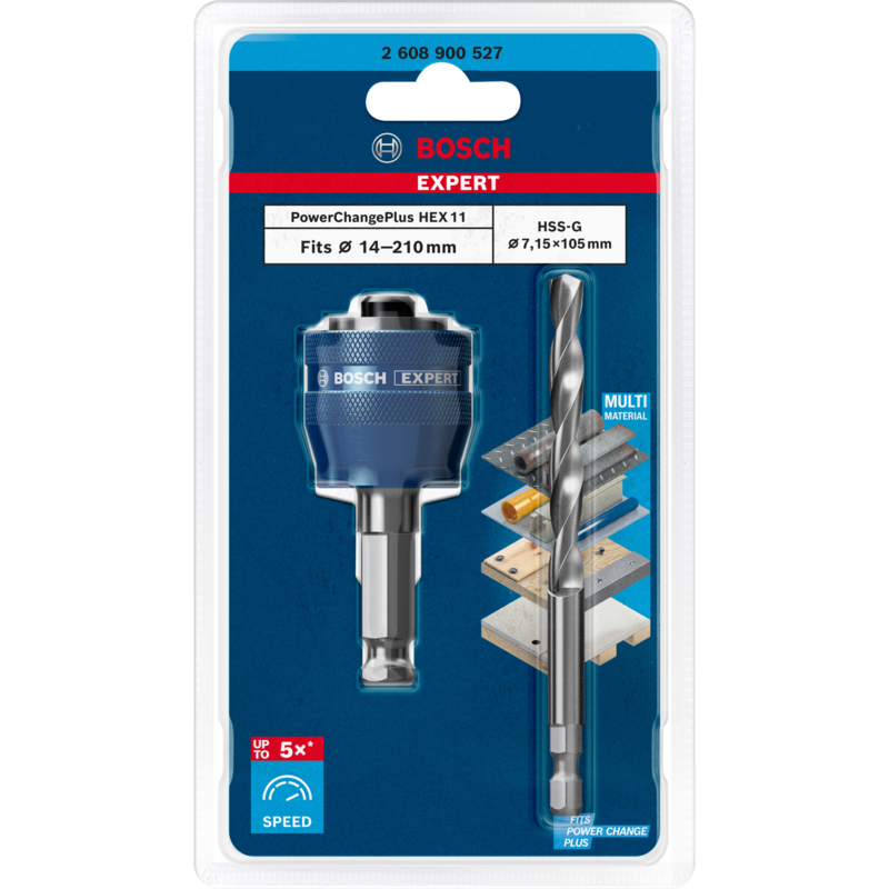 Bosch Professional EXPERT Power Change Plus Adapter, Hex 11mm, blau, 2-teilig