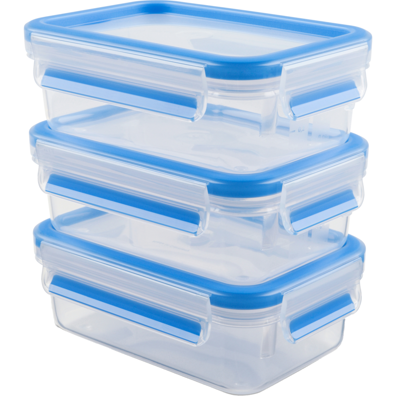 Emsa CLIP & CLOSE Frischhaltedosen 1,0 Liter Dose, transparent/blau, rechteckig