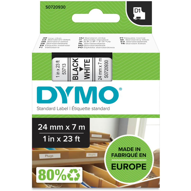 Dymo D1 ORIGINAL Schriftband, schwarz auf weiß, 24mm x 7m, S0720930