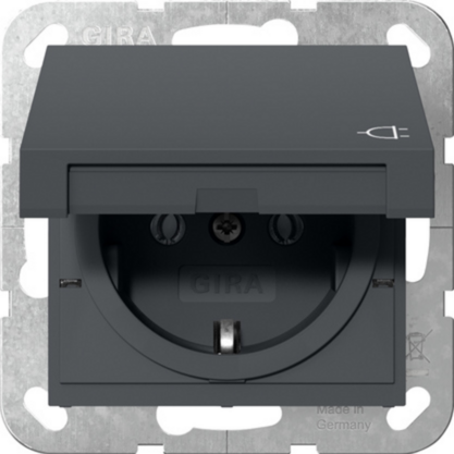 Gira Schutzkontakt-Steckdose Typ F 16 Ampere 250 Volt mit Klappdeckel System 55