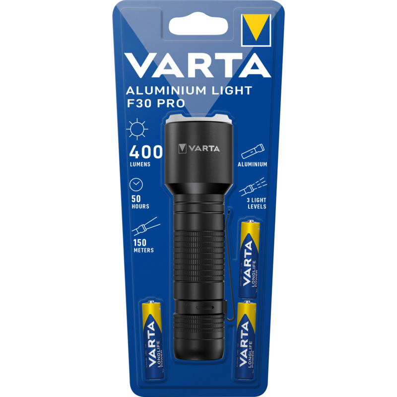 VARTA Aluminium Light F30 Pro Taschenlampe, schwarz