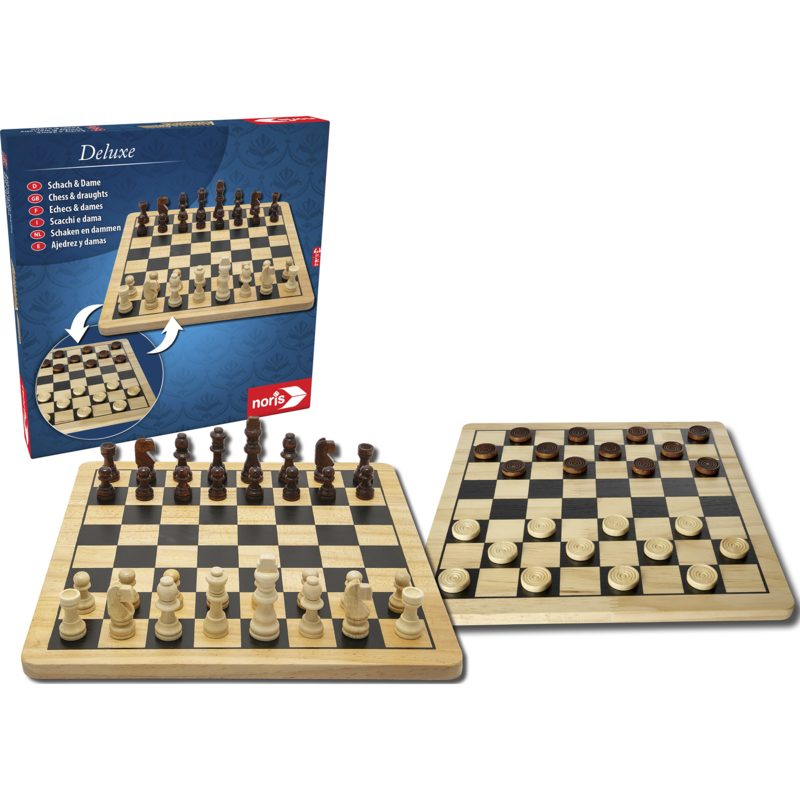 Noris Deluxe Holz - Schach & Dame Brettspiel