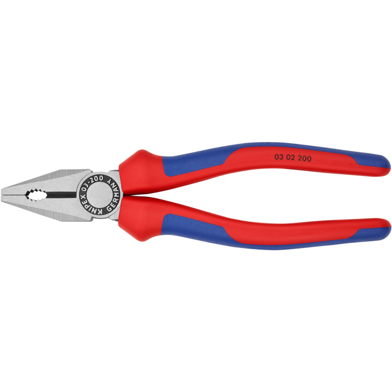 KNIPEX Kombizange 03 02 200, blau, gezahnte Greifflächen, Schneide mit Facette