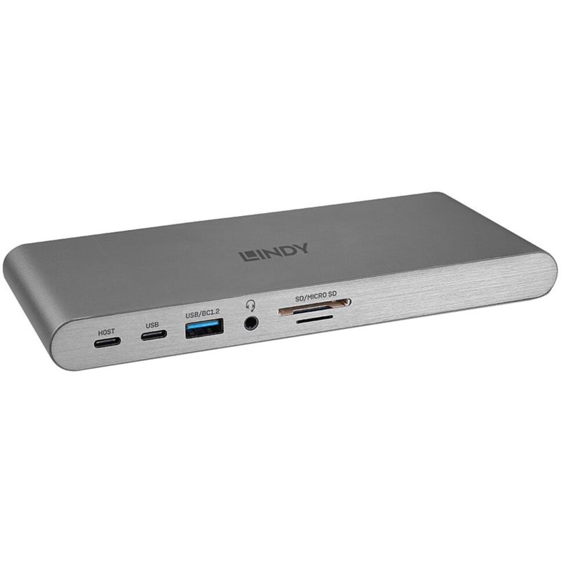 Lindy DST-Pro 5K XT Dockingstation, silber, 5K DP, HDMI, PD 3.0 100W, USB 3.2