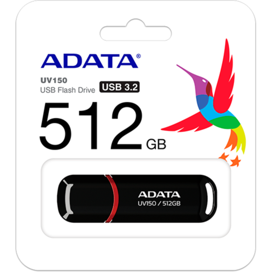 ADATA UV150 512 GB USB-Stick, schwarz/rot, USB-A 3.2 Gen 1