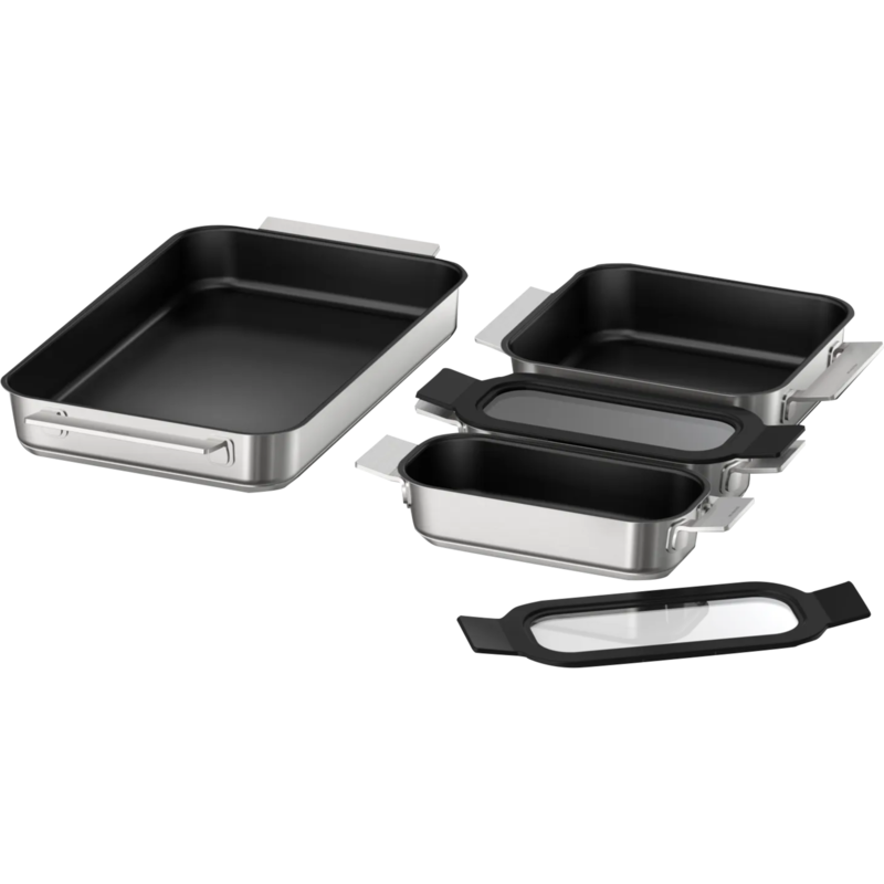 Siemens Pro Induction Flex Pfannen-Set HZ9FF040, 4-teilig, edelstahl/schwarz, 1x