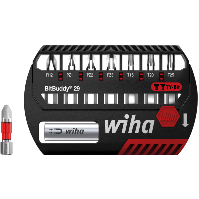 Wiha Bit-Satz BitBuddy TY-Bits 29mm, 8-teilig, schwarz/rot, PH / PZ / TX