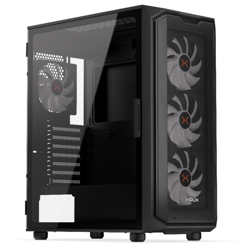 Krux Krux Orona Tower-Gehäuse, schwarz, Tempered Glass