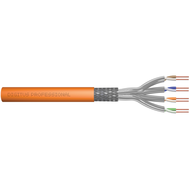 Digitus Professional Cat.7 S/FTP Verlegekabel simplex, Cca Kabel, orange, 1.000