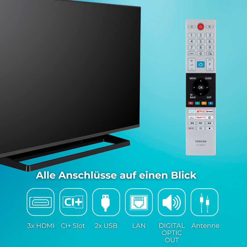Toshiba 43UV3363DA LED-Fernseher, schwarz, UltraHD/4K, Triple Tuner, SmartTV