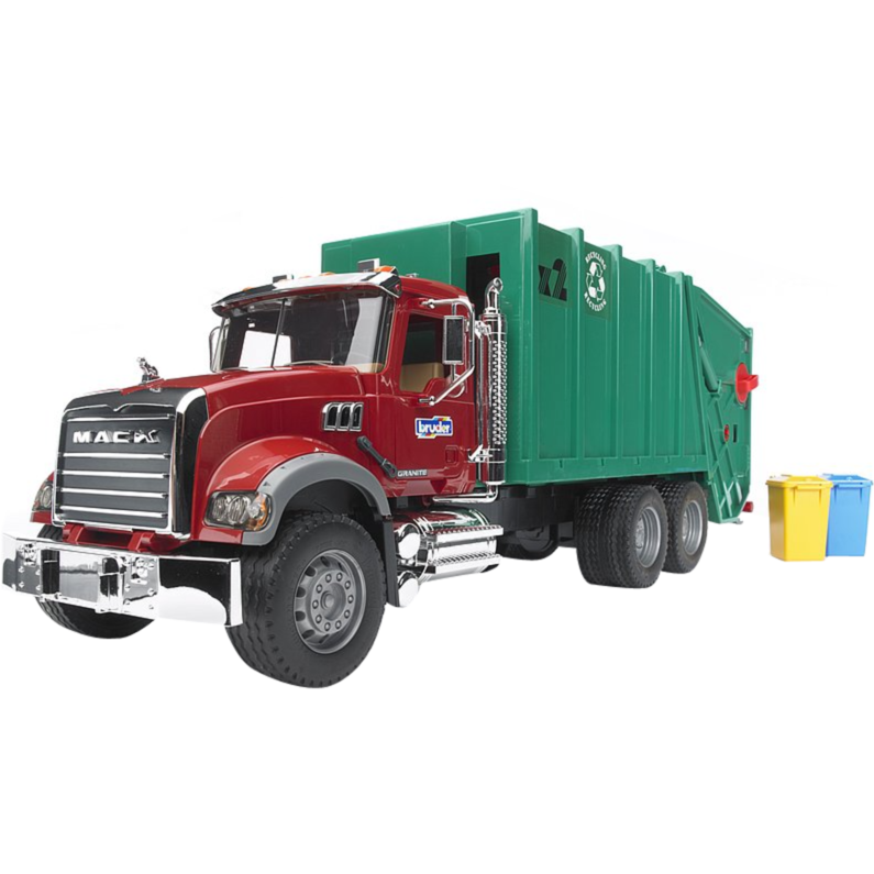 bruder MACK Granite Müll-LKW Modellfahrzeug, grün/rot
