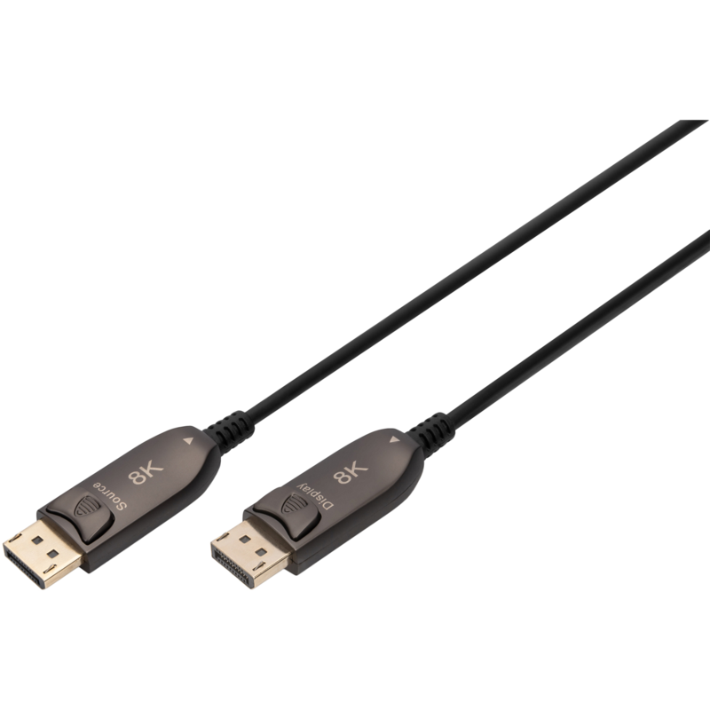 Digitus DisplayPort AOC Hybrid Glasfaserkabel, UHD 8K Kabel, schwarz, 15 Meter