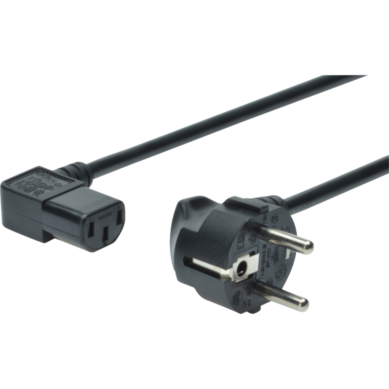 Digitus Netzanschlusskabel, um 90° abgewinkelt Kabel, schwarz, 1,80 Meter