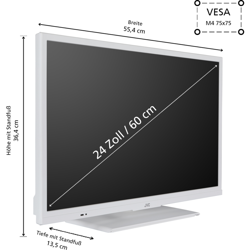 JVC LT-24VH5455W LED-Fernseher, weiß, WXGA (HD-Ready), Triple Tuner, Smart TV