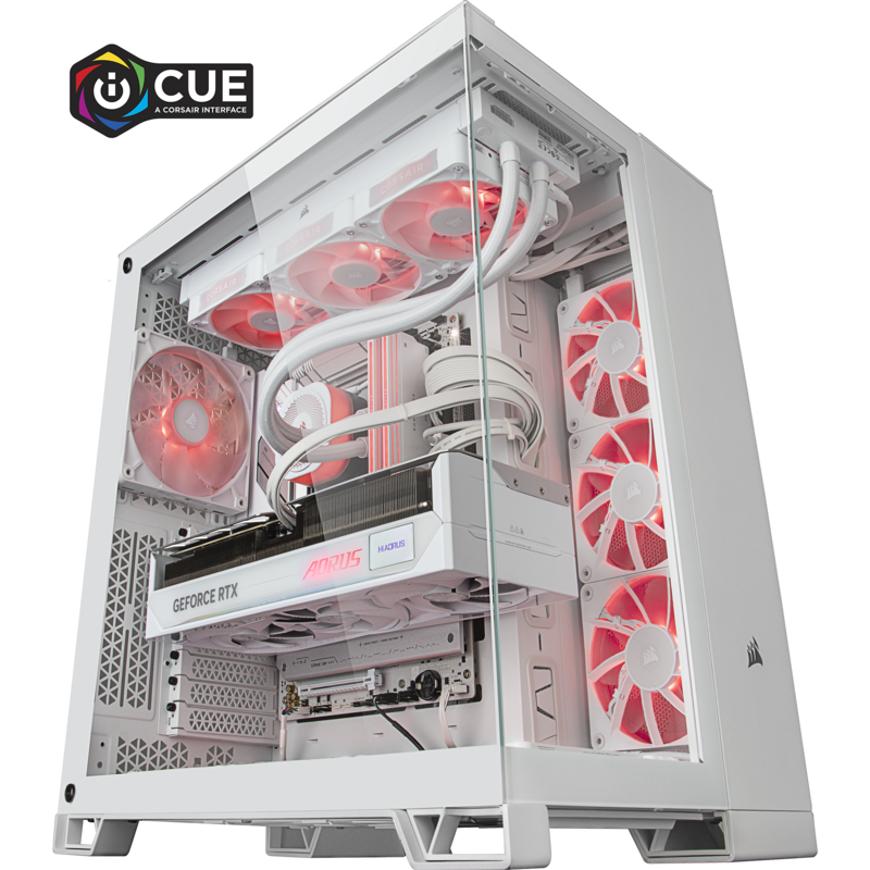 ALTERNATE Custom PC Series • iCUE Red Ice Madness Gaming-PC, weiß/transparent