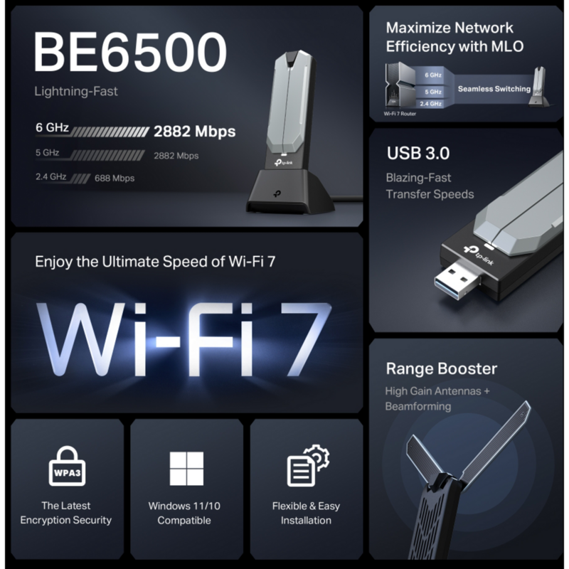 TP-Link Archer TBE400UH WLAN-Adapter, grau/schwarz