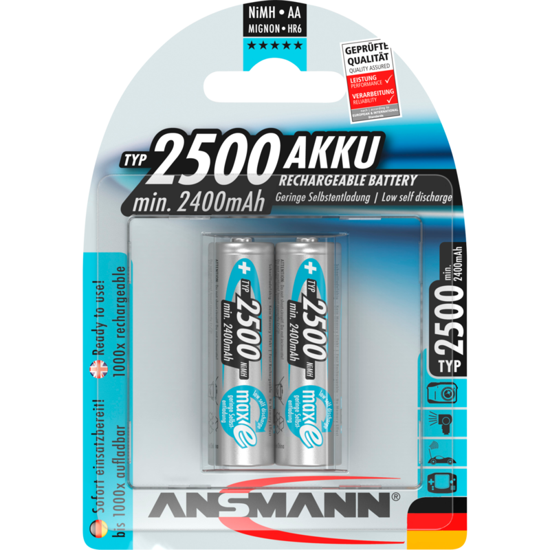 Ansmann maxE 2500mAh NiMh Akku, silber