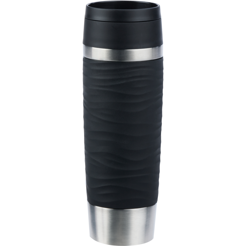 Emsa TRAVEL MUG Waves Grande Thermobecher, schwarz/edelstahl, 0,5 Liter