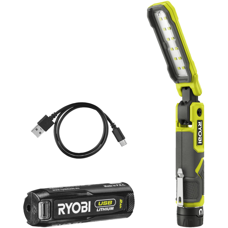 Ryobi 4V Akku-Stableuchte RLI4-120G Taschenlampe, mit Akku und Ladekabel
