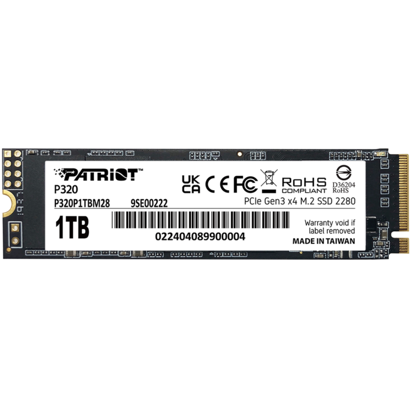 Patriot P320 1 TB SSD, PCIe 3.0 x4, NVMe 1.3, M.2 2280
