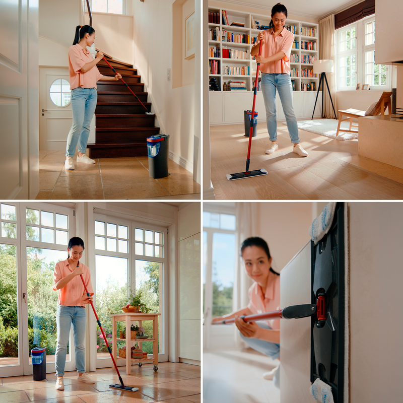 Vileda H2PrO Flachwischer Set Bodenwischer, schwarz/rot, mit Zweitanksystem, Gebraucht