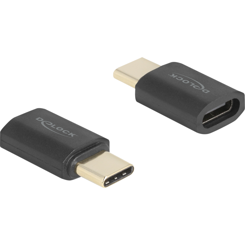 DeLOCK USB4 Gen 3x2 Adapter USB-C Stecker > Buchse 40Gbps 8K 60Hz, anthrazit, PD