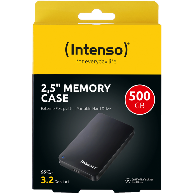 Intenso Memory Case 2,5" 500 GB Generalüberholt Festplatte, Micro-USB-B 3.2 (5, Generalüberholt