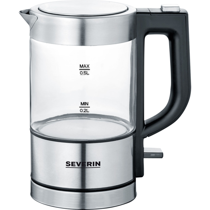 Severin Mini Glas-Wasserkocher WK 3472, edelstahl/schwarz, 0,5 Liter