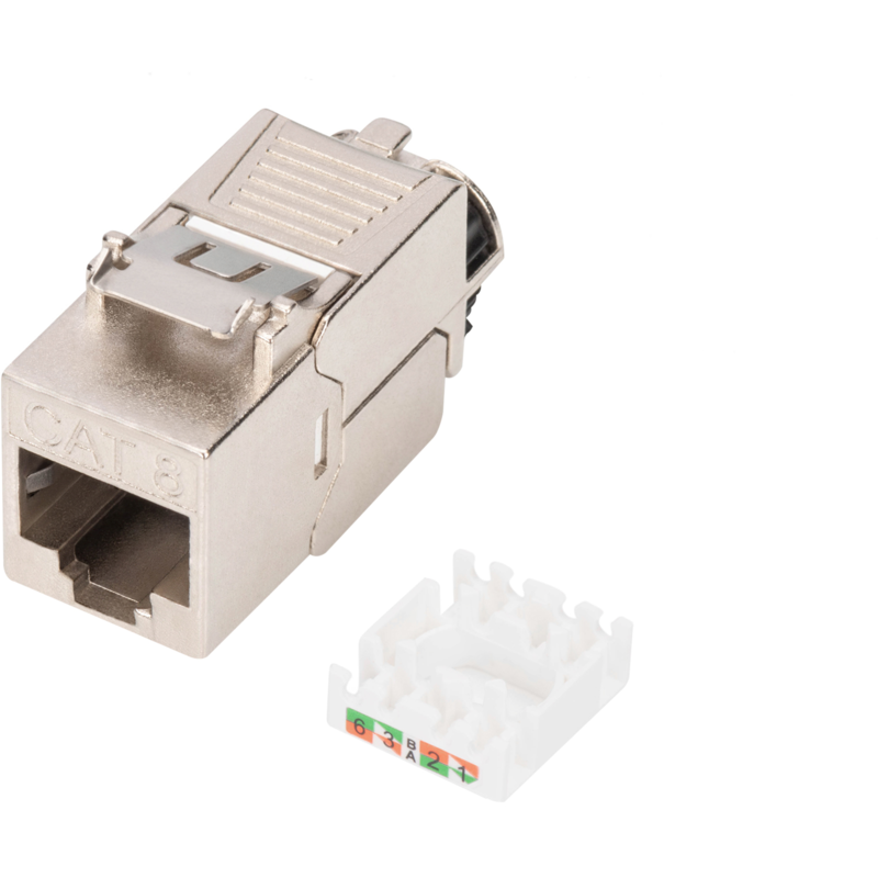 Digitus Keystone-Modul Cat. 8.1, geschirmt, silber/weiß, werkzeugfreier