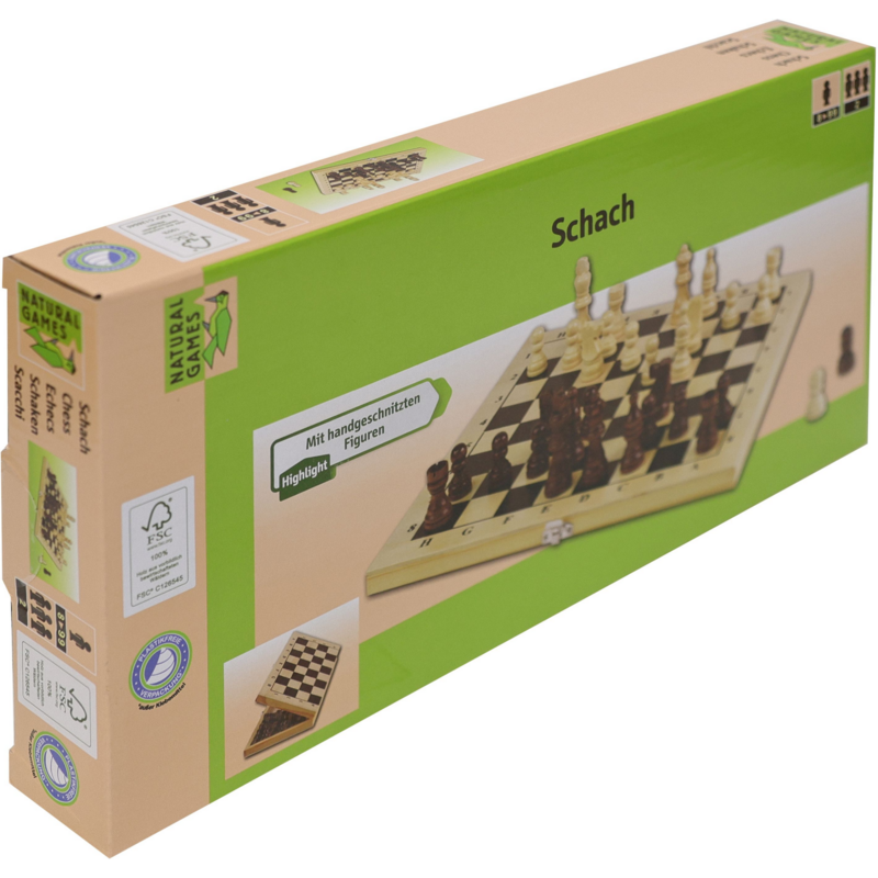 Schachkassette, 29 x 29 cm Gesellschaftsspiel, holz