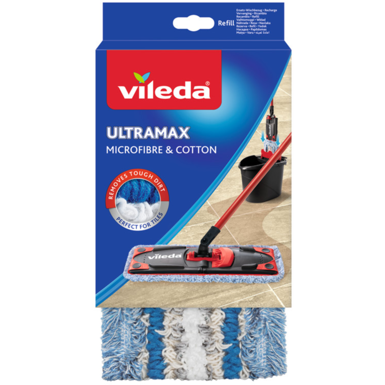 Vileda ULTRAMAX Ersatz-Wischbezug Microfibre & Cotton, extra feucht, für