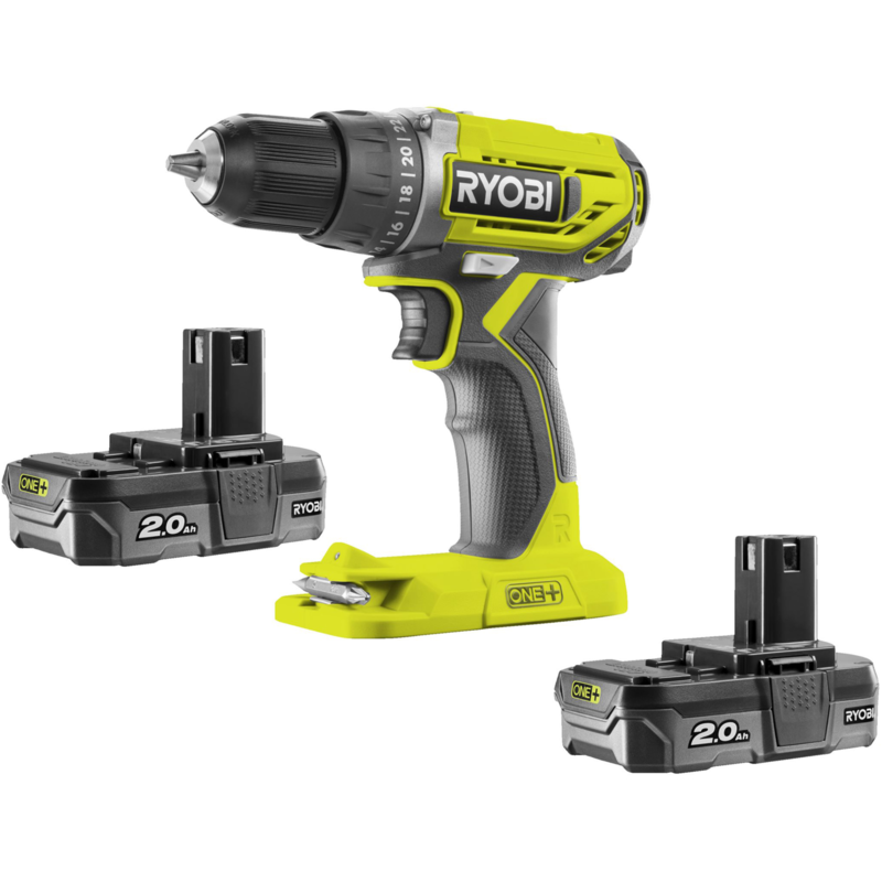 Ryobi ONE+ Akku-Bohrschrauber R18DD2-220S, 18Volt, grün/schwarz, 2x Li-Ionen