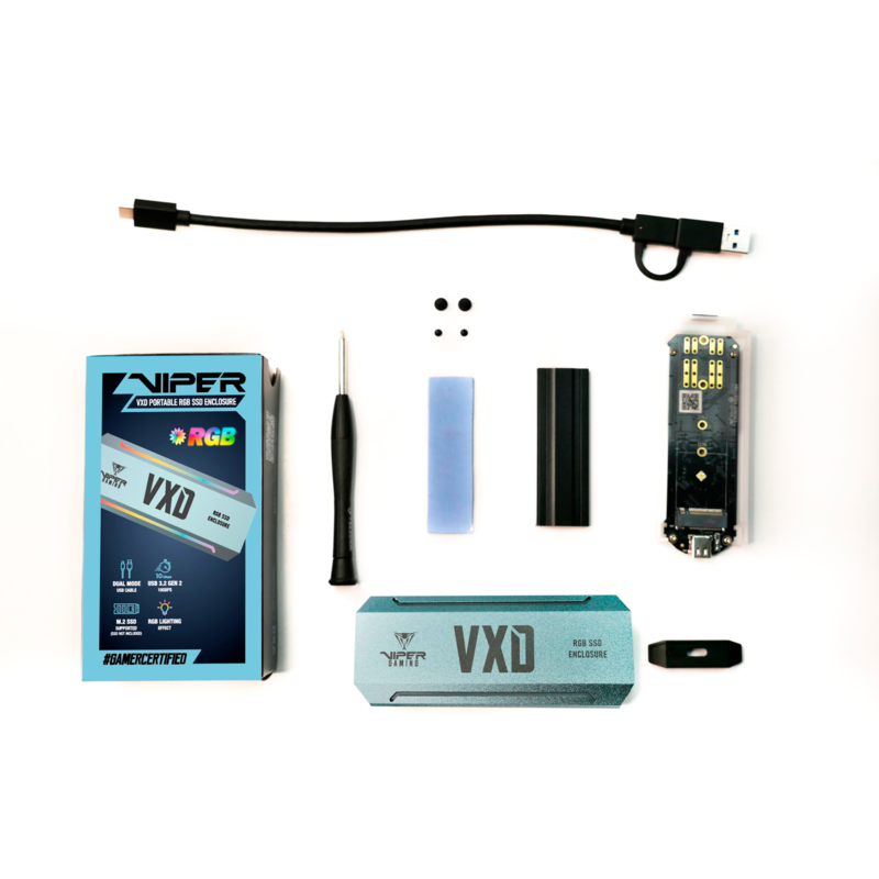 Patriot VXD M.2 PCIe RGB SSD Enclosure Laufwerksgehäuse, silber