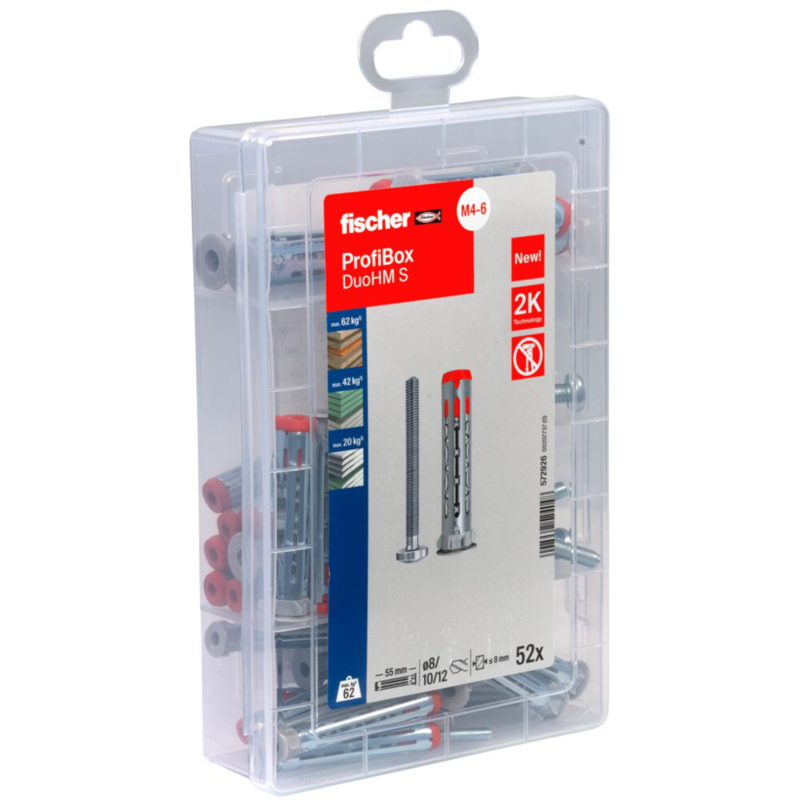 fischer Meister-Box DuoHM Hohlraumdübel + Panhead-Schraube PZ Dübel, 52-teilig