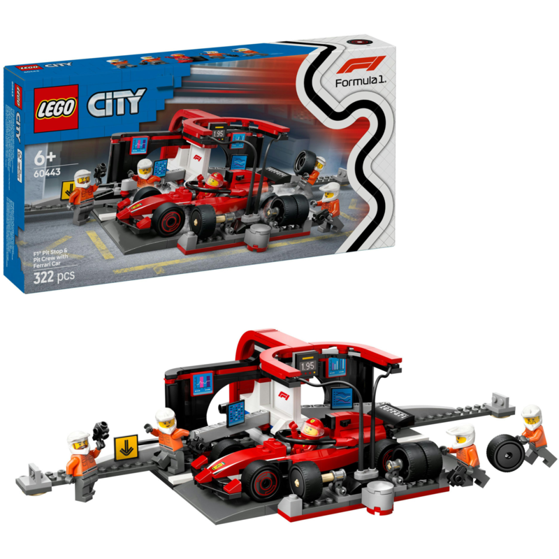 LEGO City F1 Boxenstopp mit Boxencrew und Ferrari Flitzer Konstruktionsspielzeug
