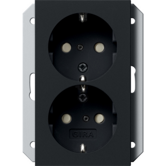 Gira Schutzkontakt-Doppelsteckdose 2-fach Steckdose, schwarz