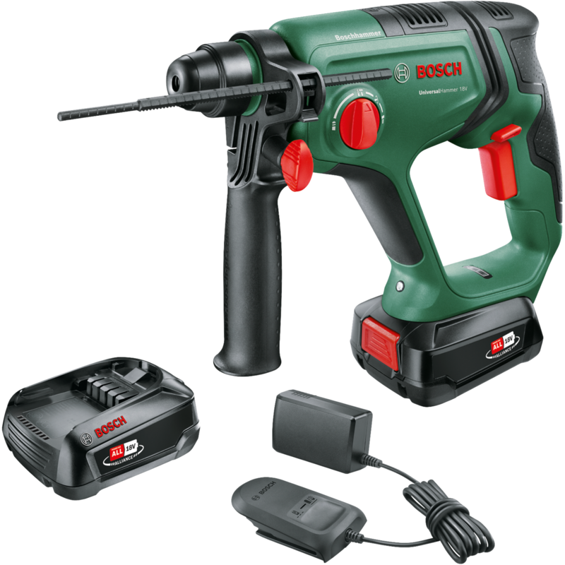 Bosch Heimwerken & Garten Akku-Bohrhammer UniversalHammer 18V, grün/schwarz, 2x