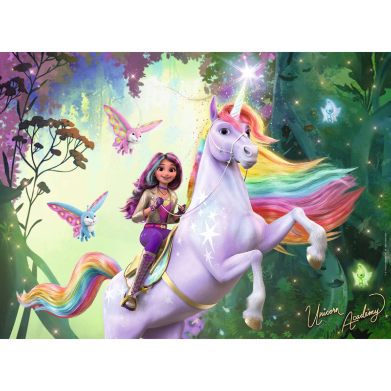 Ravensburger Kinderpuzzle Unicorn Academy - Sophia und Wildstar Puzzle, 100