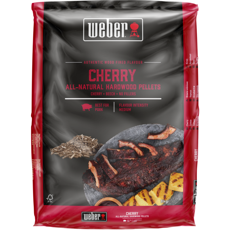 Weber Holzpellets Kirsche, 8kg Brennstoff, für Smoker und Pelletgrills